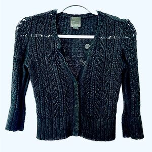 Vintage Y2K CITY UNLTD. Chunky Cable Knit Snap Closure Cropped Cardigan …